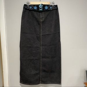 Squeeze Stephen Hardy Black Denim Maxi Skirt Size 7 / 8